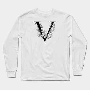 Letter V Monogram - Floral Initial Long Sleeve T-Shirt